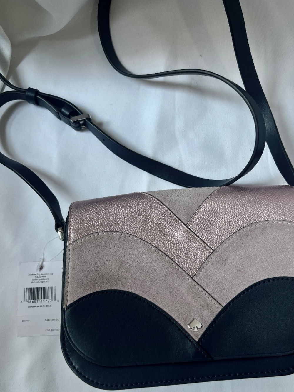 NWT Kate Spade Nadine Patchwork Leather Suede Flap Shoulder Bag WKRU6051
